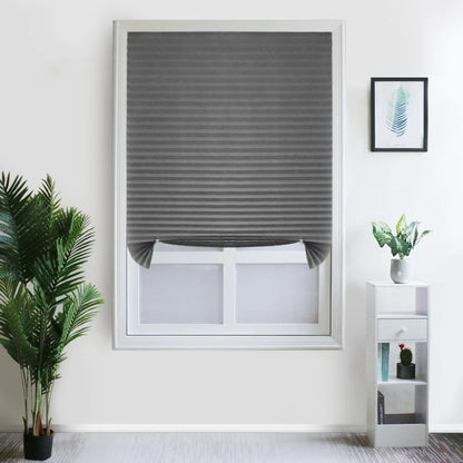 Adhesive Blackout Darkening Pleated Window Shade Blinds Portable Temporary Blinds Bedroom Apartment Dorm Roller Blackout Curtain