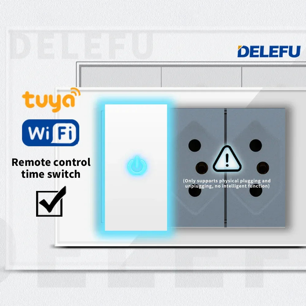 DELEFU86 PC White Flame Retardant Panel Italy Standard Wall Socket USB Type C Socket German Italian Socke EU Socket