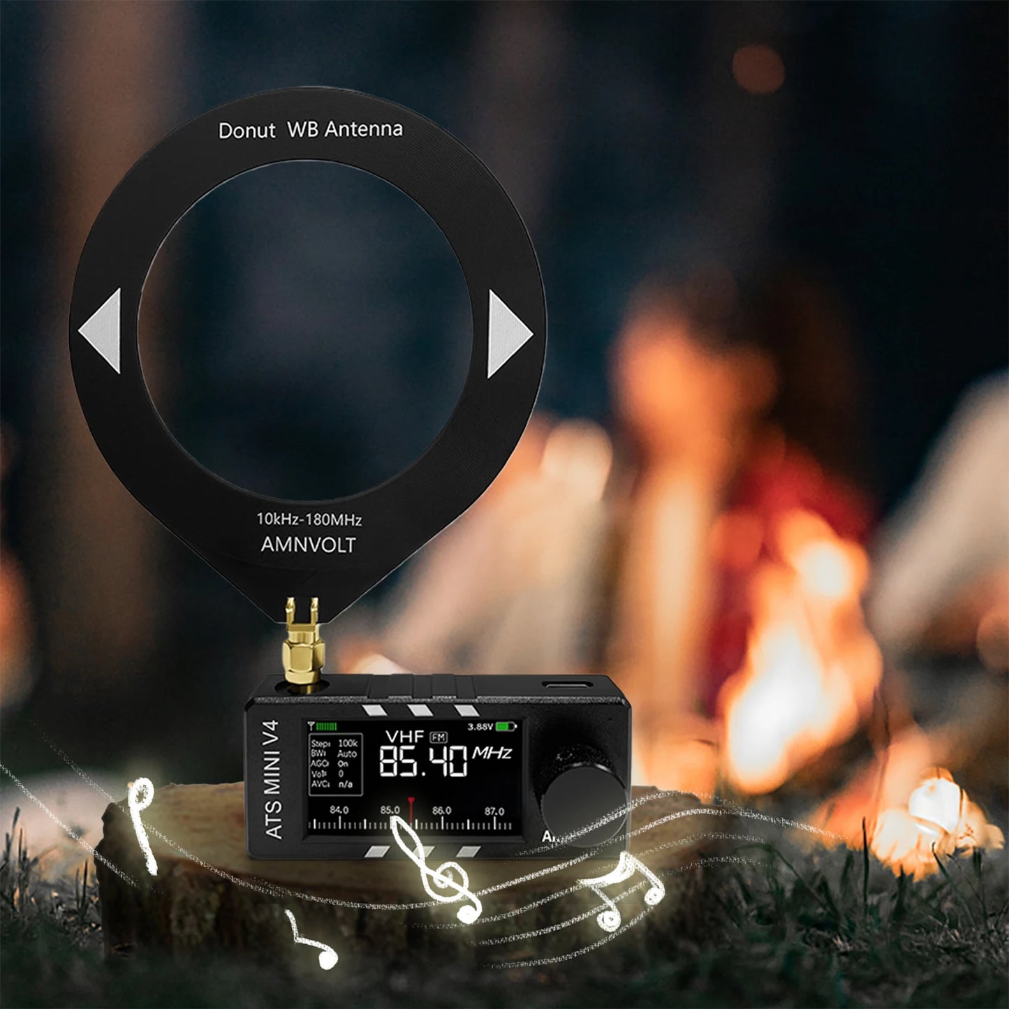 AMNVOLT V4 ATS MINI SI4732 Full Band DSP Radio Receiver FM AM SSB LSB USB with LCD Display Built-in Headphone Amp for Travel