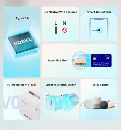 SONOFF ZBMINI L2 Extreme ZigBee Smart Switch No Neutral Wire Required 1-Gang 2-Way Control Switch Alexa Voice Work with ZBBridge