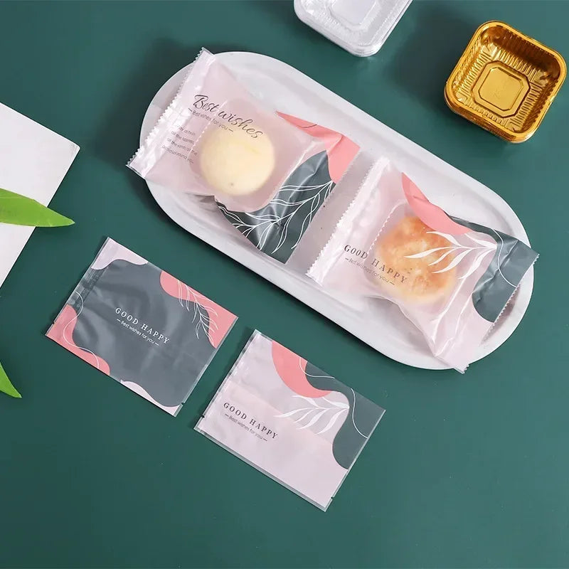 100Pcs Mooncake Wrapping Bag Machine Seal Plastic Bags For Egg Yolk Cookie Packaging Mid-Autumn Festival Party Decor Supplies