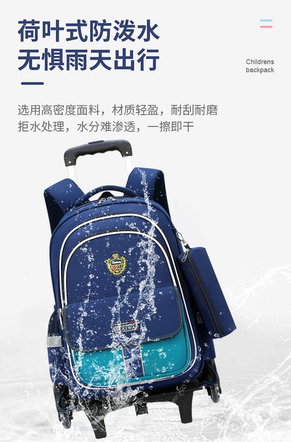 School Bag Kids Rolling Backpack for Boy Girls Wheeled Backpacks With Wheels Trolley Bookbag Carry on Luggage with Shoulder Bags