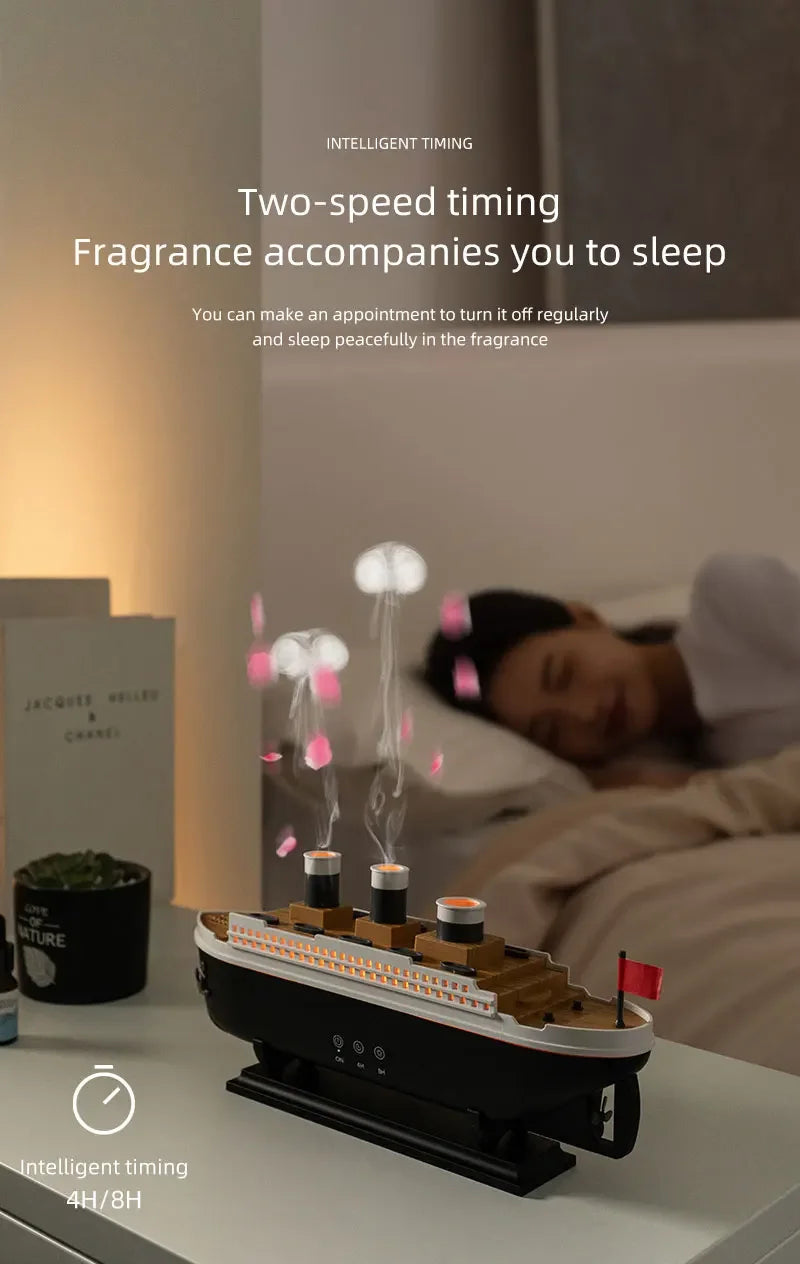 Titanic Ship Model Air Humidifier Home 250ml Remote Control Essential Oil Jellyfish Smoke Ring Spray Aroma Diffuser Humidifiers