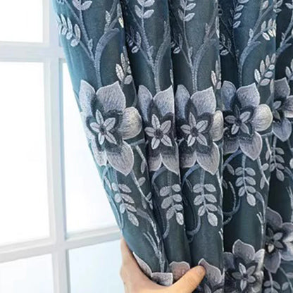 Plant Flower Blackout Curtain Cloth Nordic Simple Bedroom Living Room Balcony Atmospheric Double Layer