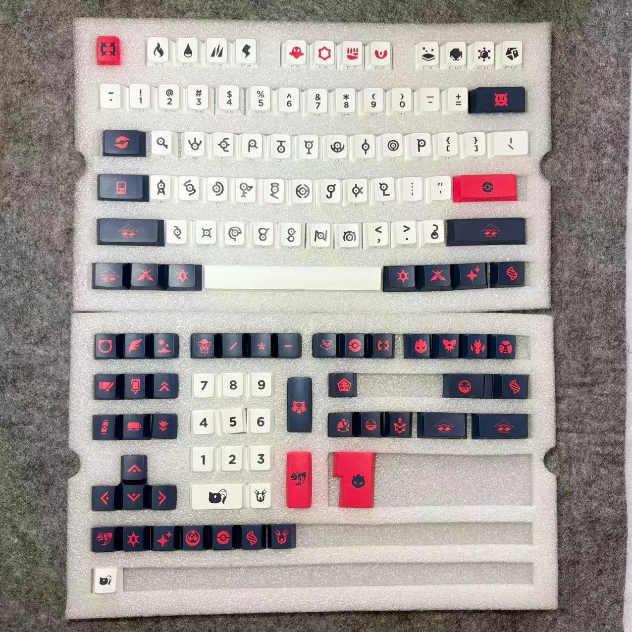 124key Unknown Totem Theme Keycaps Set PBT Side-engraved Translucent Keyboard Cap Cherry Profile Key Cap for Mechanical Keyboard