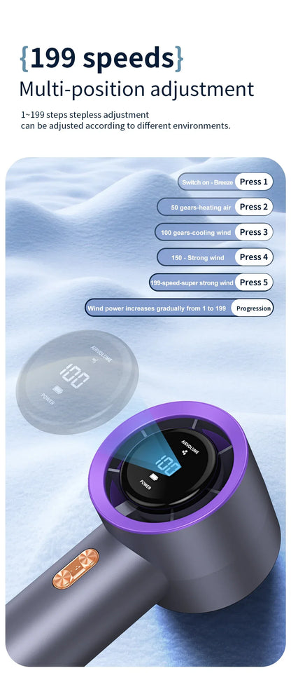 Handheld high-speed fan mini portable air conditioner with six fans and 199 levels of infinite adjustment