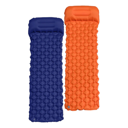 Outdoor Camping Sleeping Pad Folding Sleep Mat Beach Inflat Mattress with Pillows Ultralight Air Mat Travel Hiking New