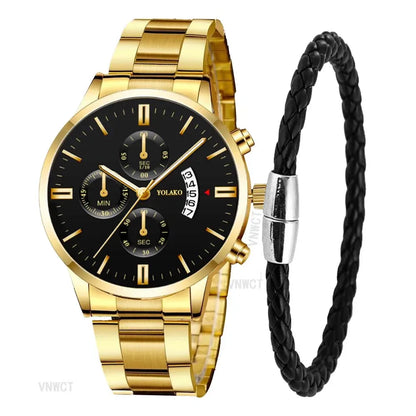 Luxury Men Stainless Steel Watch Calendar Quartz Wristwatch Business Watches Man Clock Relogio Masculino