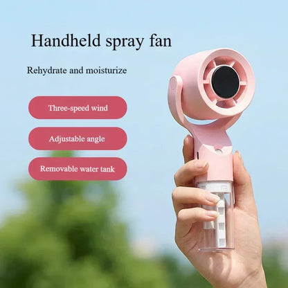Portable Handheld Spray Mist Fan Mini Turbine Rechargeable Cooling Fan For Desktop Outdoor Camping Student Dormitory Summer Use
