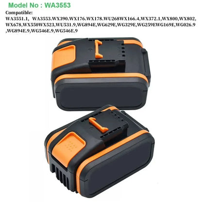 Pour Worx WA3551 4.0-10Ah batterie 20V batterie pour outil électrique sans fil WA3572 WA3553 WX390 batterie de rechange🛒