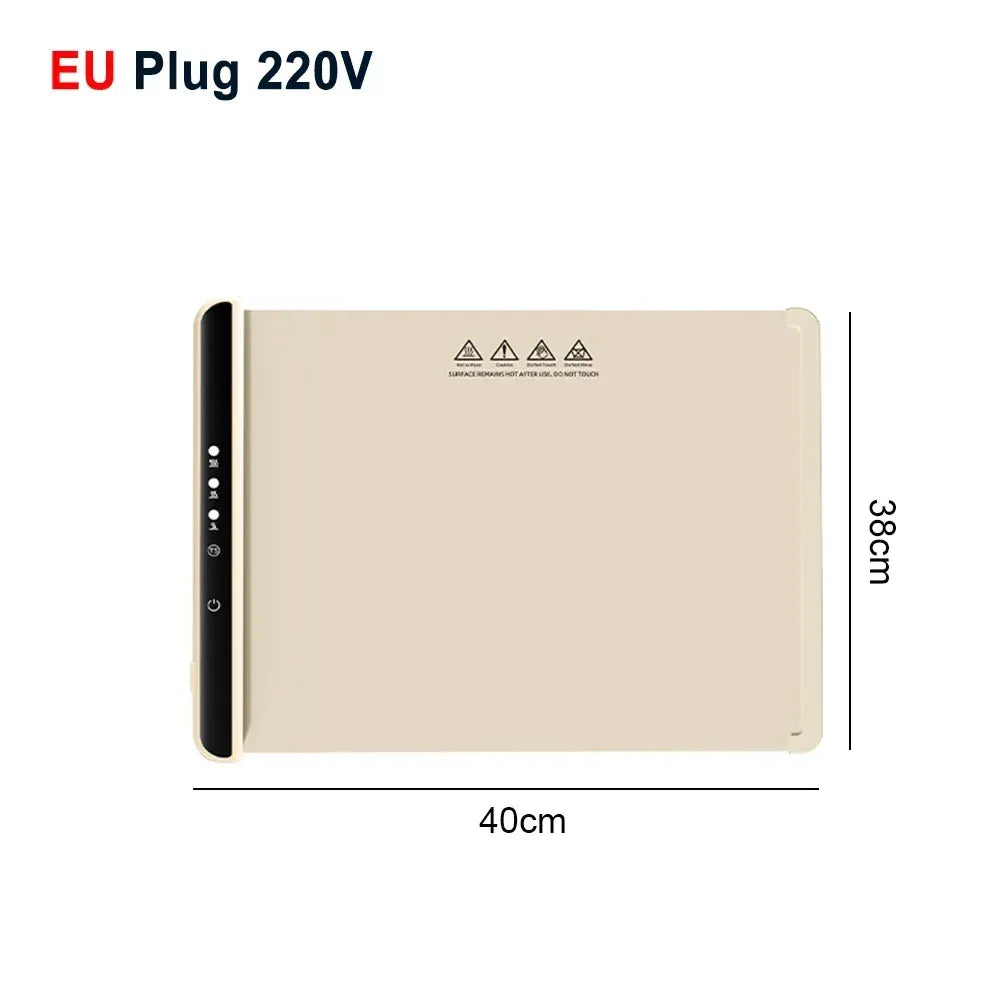 Electric Warming Tray Foldable Food Warmer Mat with 3 Tem Setting Fast Full Surface Heating Portable Electric Food Warming Tray