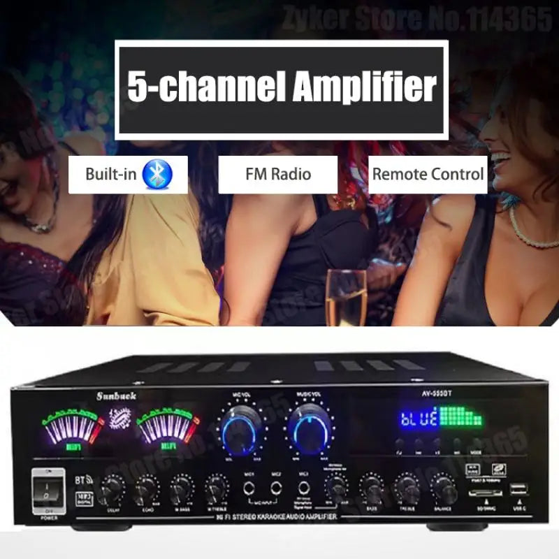 AV-555BT/999BT Max 4000W Bluetooth Sound Amplifiers Dual Dynamic Screen HiFi Digital Stereo Amplify For Home Car Theatre Karaoke