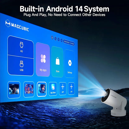 Magcubic HY300 Pro+ Android14 Projector 8000 Lumens 720P Outdoor Portable Movie Home with 5W Speaker WiFi6 BT5.4 Upgrated HY300