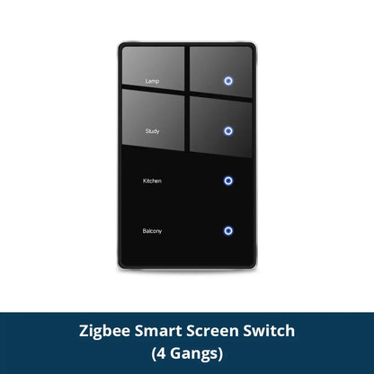 Zemismart Zigbee DIY Name Switch US Black Touch Panel Smart Display Screen Light Switch Work with Tuya Smart Life App