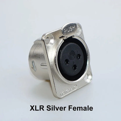 JCD XLR 3Pin Male/Female Microphone Audio Cable Plug Panel Pure Black Silver Copper Gold-Plated XLR Connector Socket