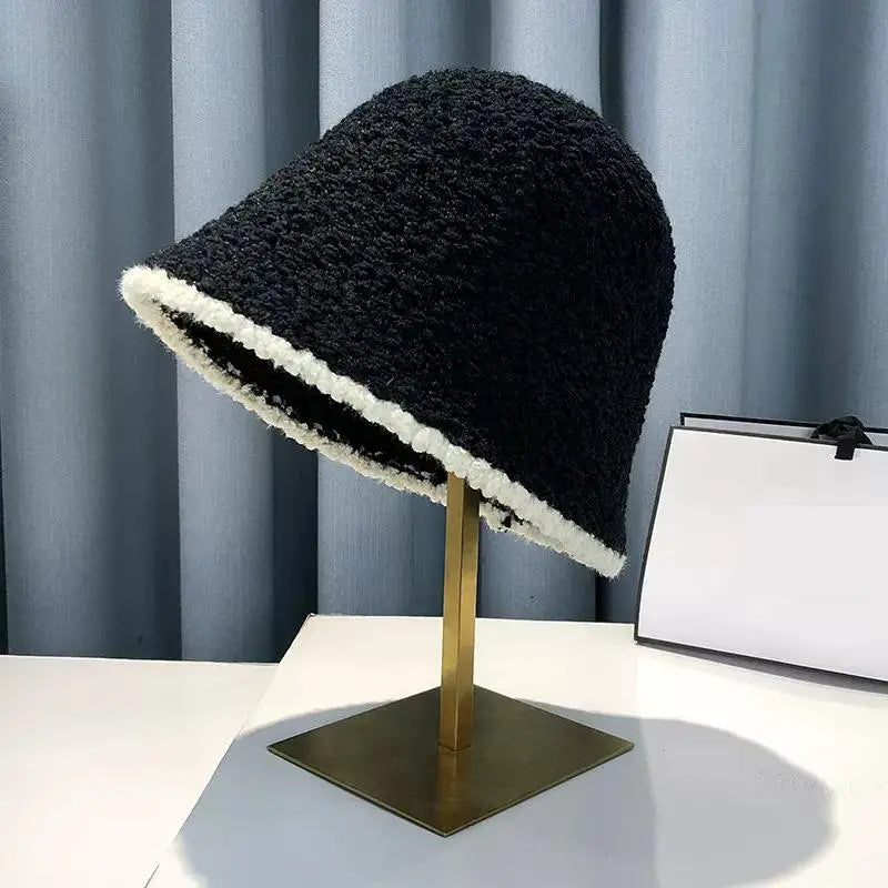 COKK Bucket Hat Women Winter Knitted Casual Keep Warm Fishing Hat Female Thick Warm Fashion Design Korean Winter Cap Gorro New