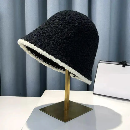 COKK Bucket Hat Women Winter Knitted Casual Keep Warm Fishing Hat Female Thick Warm Fashion Design Korean Winter Cap Gorro New