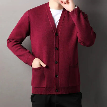 Men's  Autumn and Winter Casual Design Cardigan Thick Long Sleeved Button Up Jacket Cardigan Sweater
