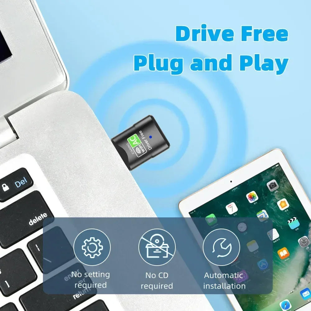 600Mbps Mini USB WiFi Adapter Wireless Network Card Free Driver Dual Band 2.4/5GHz Lan WiFi Dongle For Desktop Computer Laptop