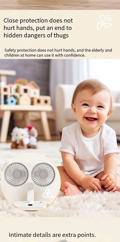 Double Head DesktopFan:4-speed fast cooling, 8000mAhbatterydigital display adjustable directionshakingfunction for household use
