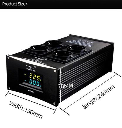 YYAUDIO HiFi Audio Noise AC Power Filter Power Conditioner Power Purifier Surge Protection with EU Outlets Power Strip