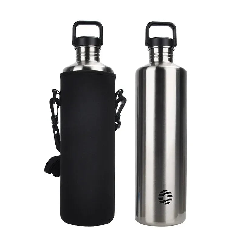 Fjbottle 2L Portable Water Bottle Stainless Steel Cycling Sports Water Bottle Leakproof BPA Free Large Capacity with Bottle Bag