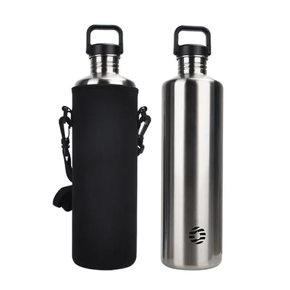 Fjbottle 2L Portable Water Bottle Stainless Steel Cycling Sports Water Bottle Leakproof BPA Free Large Capacity with Bottle Bag