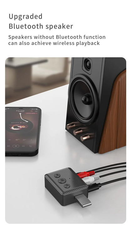 Bluetooth 5.4 Audio Receiver RCA 3.5mm AUX USB Wireless Adapter With MIC Support U-Disk Play For Car Kit Speaker Amplifier