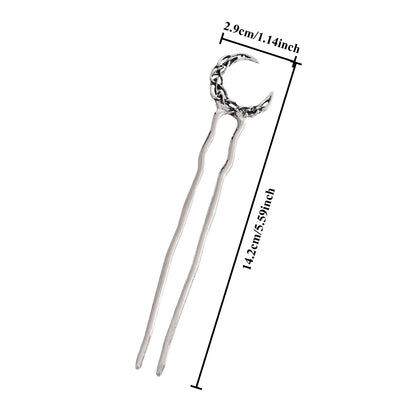 Viking Retro Moon U-Shaped Hairpin for Women, Fashionable and Simple Trendy Versatile Hair Accessory, Nordic Norwegian Style Party Accessory, Valentine's Day, Mother's Day, Birthday Gift