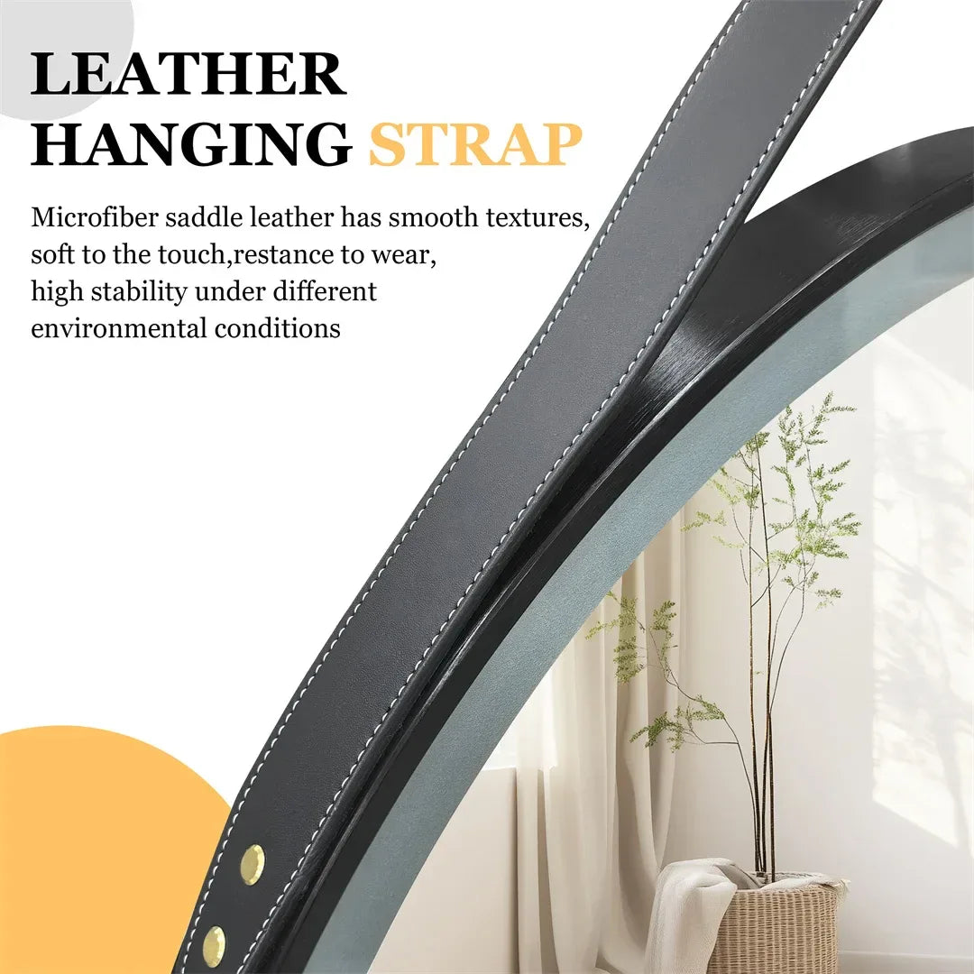LUVODI 32-Inch Large Round Bathroom Mirror with LED Lights Black Frame Touch Sensor Lighted Mirror for Bathrooms