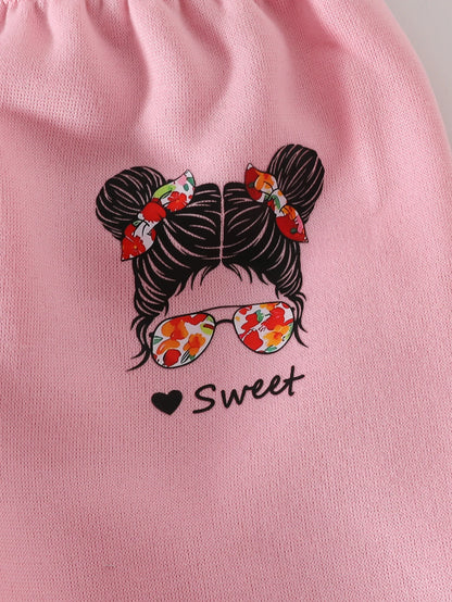 Cute autumn and winter baby girl casual thickened plush long pants, 3-piece set in black, pink, and gray
