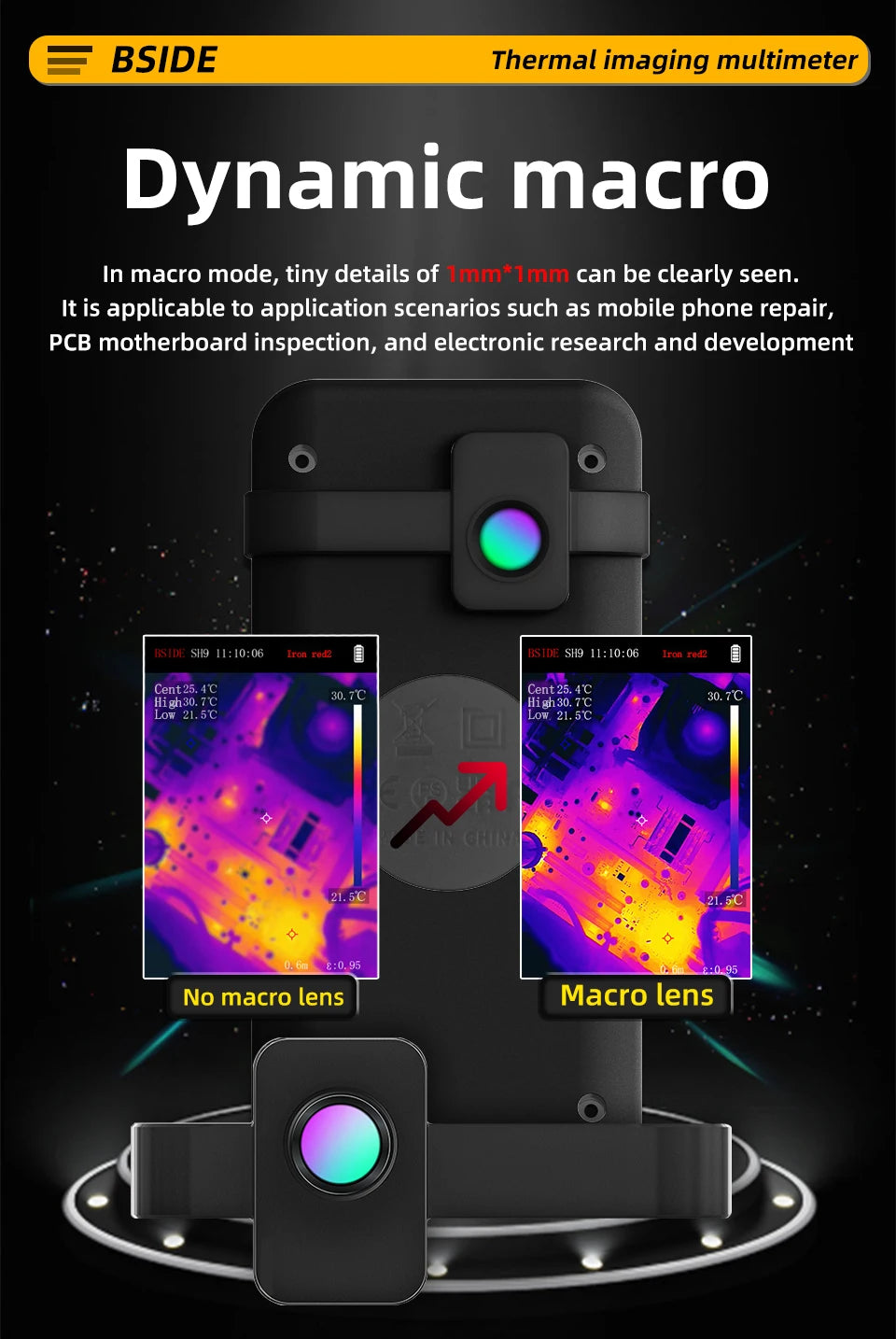 BSIDE SH7 320*320 Thermal Imager Camera 20000 Counts Touchscreen Digital Multimeter 2 in 1 IR Camera for Macro lens Repair PCB