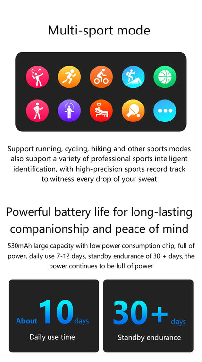 New Blood pressure Non-invasive Health Monitor Airbag Sports Smart Watches ECG+PPG Precise 1.43-inch AMOLED Calls Smartwatch NFC