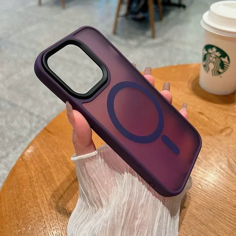 Luxury Wireless Charge Magsafe Transparent Phone Case For iPhone 11 12 13 14 15 16 Pro Max Plus Magnetic Matte Bumper Cover
