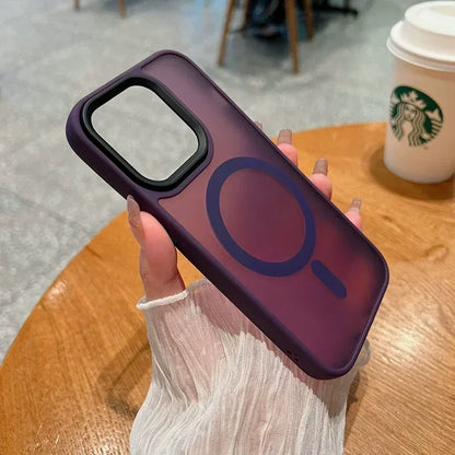 Luxury Wireless Charge Magsafe Transparent Phone Case For iPhone 11 12 13 14 15 16 Pro Max Plus Magnetic Matte Bumper Cover