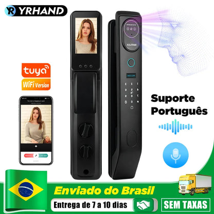YRHAND Do Brasil Tuya wifi App Unlock fechadura digital Waterpoof eletronica Fingerprint  IC card Smart Door Lock for Home