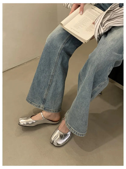 Women Tabi Ninja Slippers Brand Mules Soft Microfiber Comfy Flats Fashion Split Toe Slides Casual Loafer Shallow Ballerina Mujer