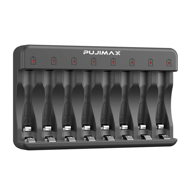 PUJIMAX 8-Slots 1.2V LCD Display Smart Battery Charger For AA/AAA NiMh NiCd  Rechargeable Batteries aa aaa Batteries Charger