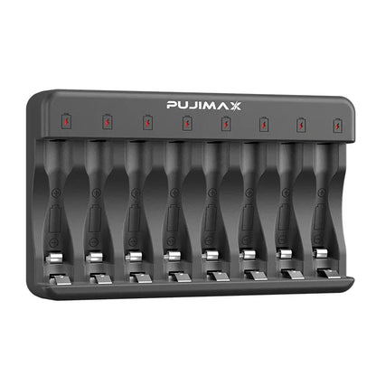 PUJIMAX 8-Slots 1.2V LCD Display Smart Battery Charger For AA/AAA NiMh NiCd  Rechargeable Batteries aa aaa Batteries Charger