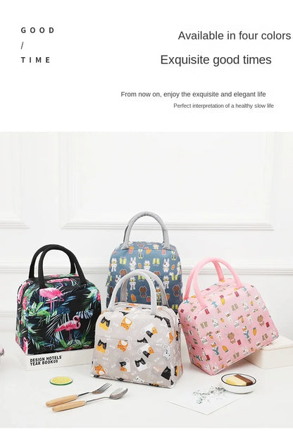 1PC Cartoon Lunch Bag Insulated Thermal Heat Lunch Box Bag Portable Cute Picnic Tote Children's School Bento Bags Large Capacity