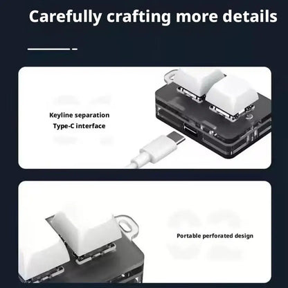 2.4G 2-key Customize Bluetooth Keyboard Knob With RGB Light Copy Paste Shortcut Key E-sports Game Mini Keyboard USB external