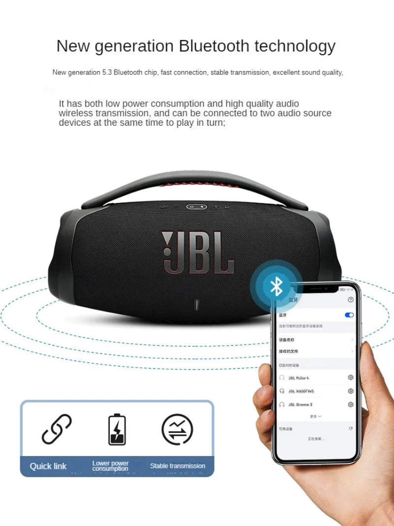JBL Boombox3 Portable Bluetooth Speaker Subwoofer Outdoor Speaker IP67 Dust Waterproof Hifi Sound High Quality Desktop Audio