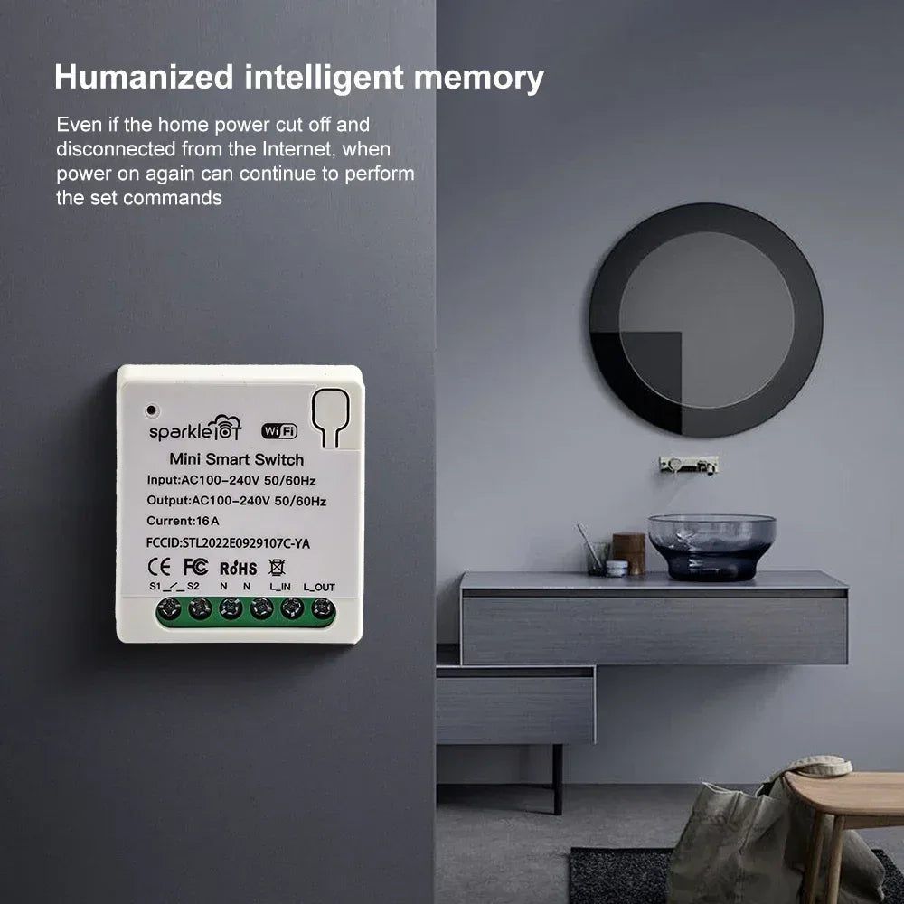 Matter 16A WiFi mini Smart Switch Pass-through Disconnect Dual Control Outletorks Remote Control Timer  Work with HomeKit Alexa