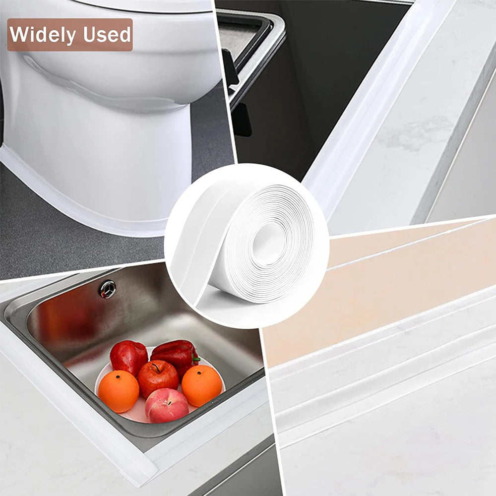 3.2M Bath Caulk Tape Self Adhesive PVC Oil-Proof Kitchen Sink Edge Corner Wall Sticker Waterproof Toilet Sealing Strip Tape