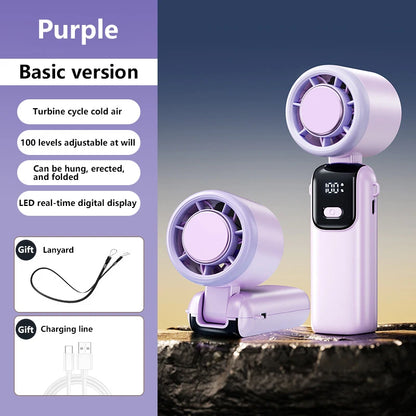 Midea Ice Compress Handheld Fan Portable Outdoor Usb Digital Display Folding Refrigeration High Speed Violent Turbine Small Fan