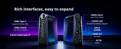 ACEMAGIC Mini PC AMD Ryzen 7 H255 Mini PC Computer 16GB RAM 512GB SSD WIFI 6 BT5.2 with RGB Lights 4K Triple Windows 11 Pro