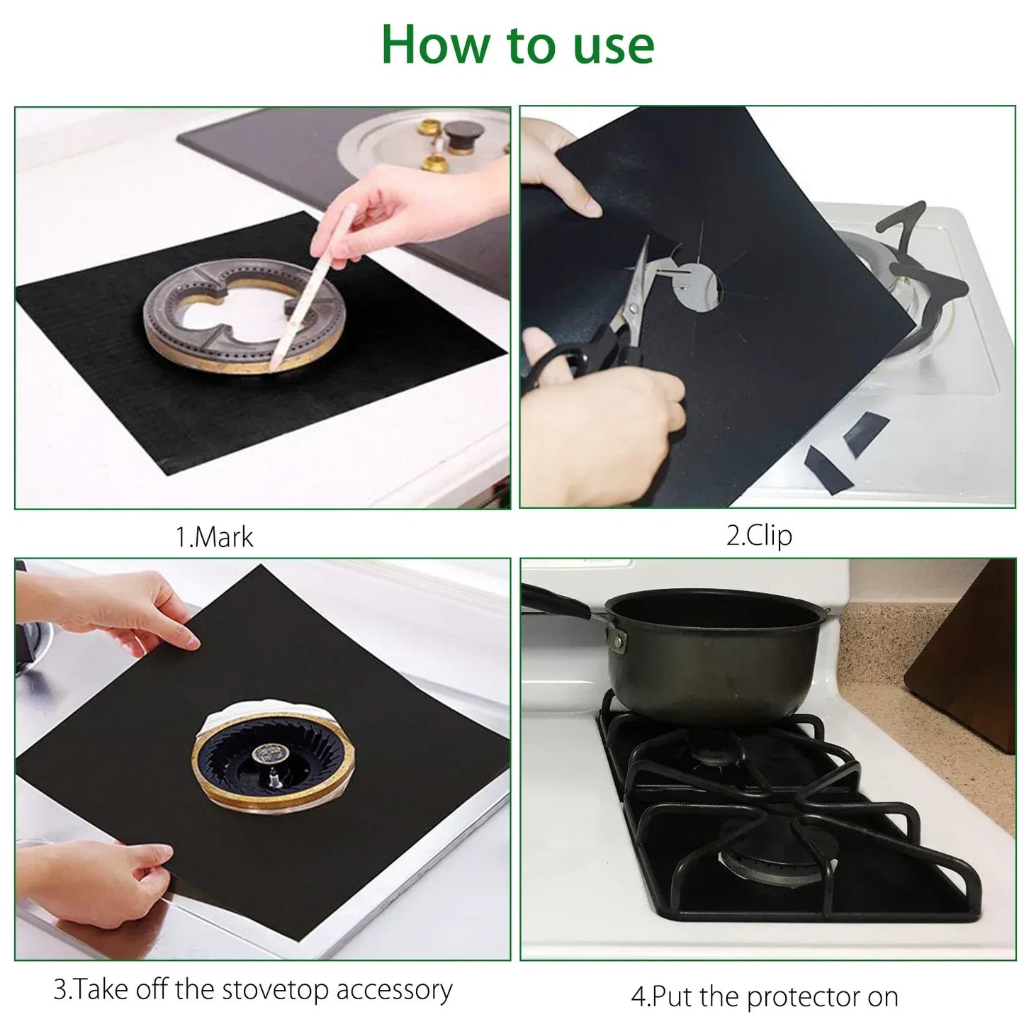 1/4PCS Gas Stove Protector Stovetop Burner Covers Kitchen Accessories Washable Mat Cooker Cover  cooking  stove cover