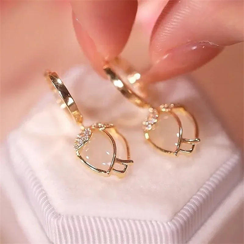 Gold Plated Trendy tulip opal earrings For Women simple fashion temperament earrings Valentine's Day Anniversary Gifts
