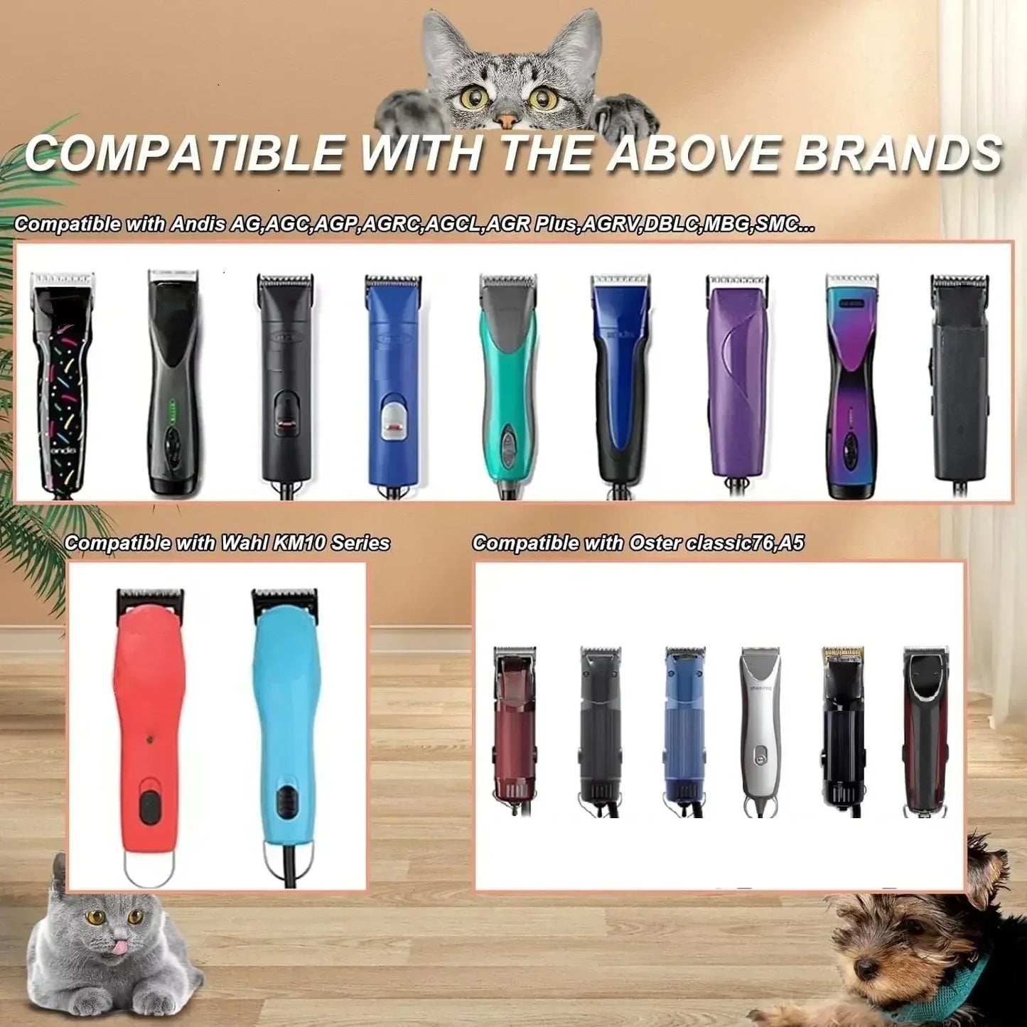 5/8" HT Detachable Pet Ceramic Blade, Compatible with Andis, Oster A5, Wahl KM(10,5,2) Series Dog Clippers, Size: 3/4" 16mm