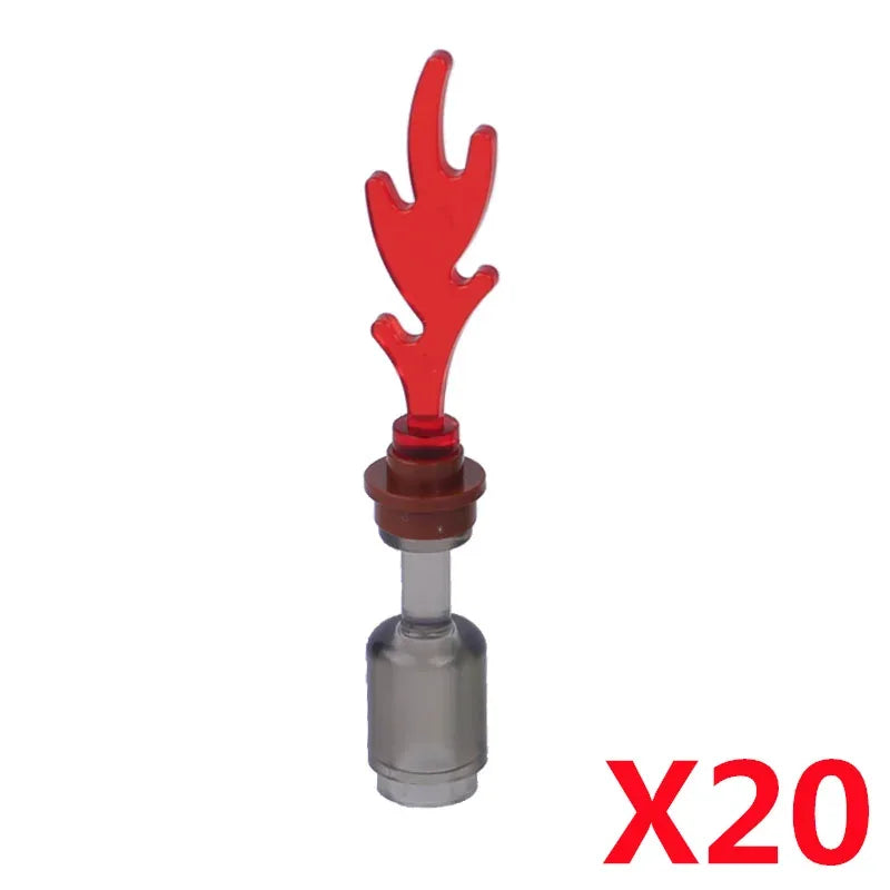 MOC Medieval Campfire Building Block Flame Wave Candle Transparent Wine Bottle Educational Toy Compatible Accessories Brick K054